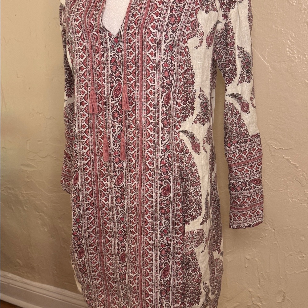 BOTEH Calico Linen Paisley Print Tunic Dress - Picture 9 of 12